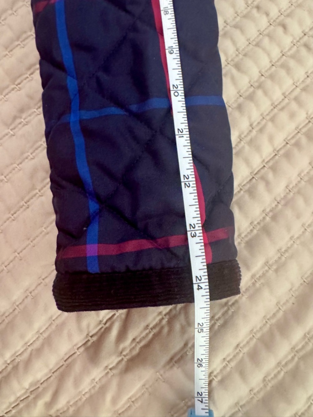 Joules Quilted Jacket US 8 Navy Check Corduroy Trim Equestrian Barn Coat - Picture 12 of 12